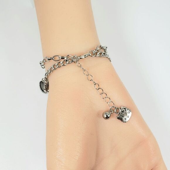 Brand New Silver Hello Kitty With Hearts Charms Bracelet - Picture 3 of 8